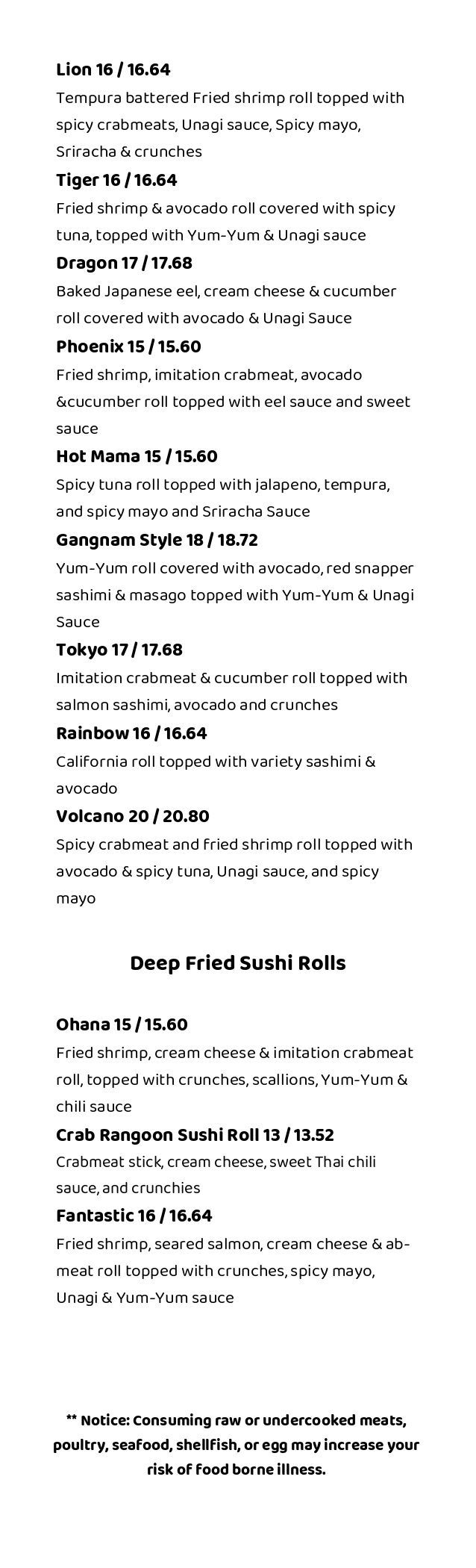 Menu | Ohana Hawaiian Grill & Bar | Jasper, IN and French Lick, IN